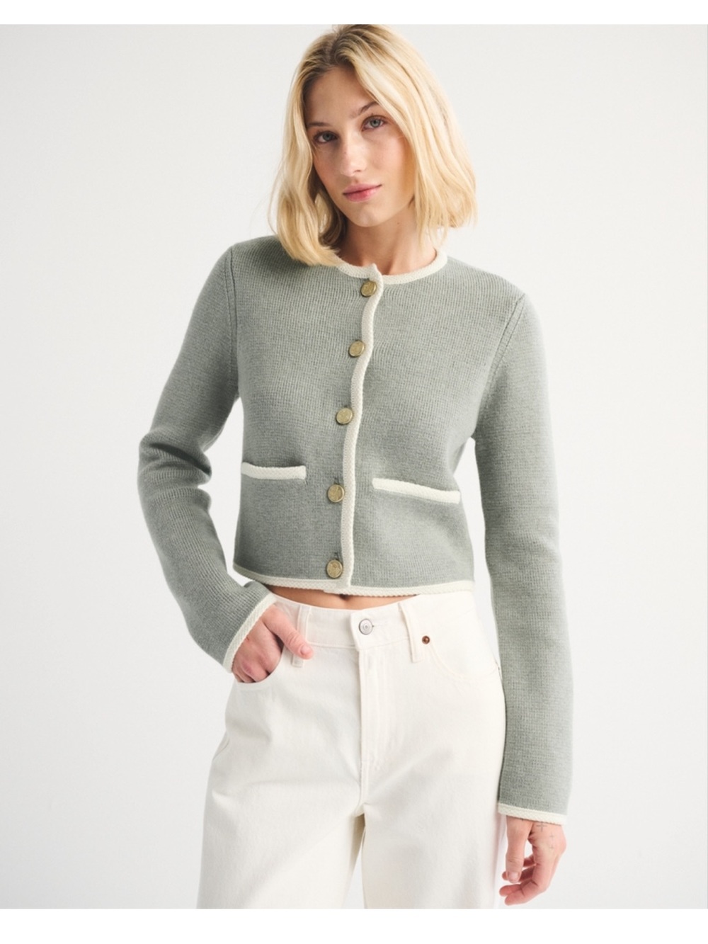 Abercrombie & Fitch Collarless Sweater Jacket
